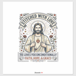 Jesus Sewing Quilting Shirt Christian Graphic_1 Sticker