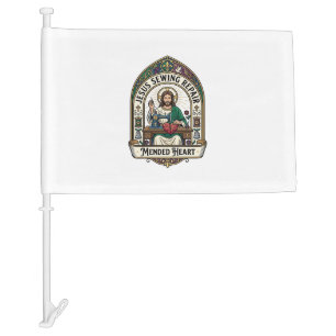 Jesus Sewing Repair Mended Heart Jesus Sewing Repa Car Flag