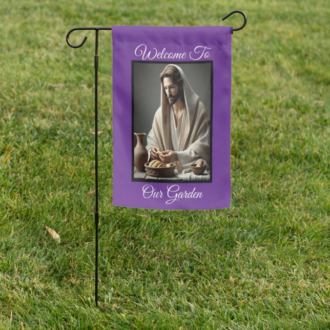 Jesus Sharing Bread in Love Garden Flag (In SItu)