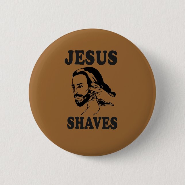JESUS SHAVES PINBACK BUTTON (Front)