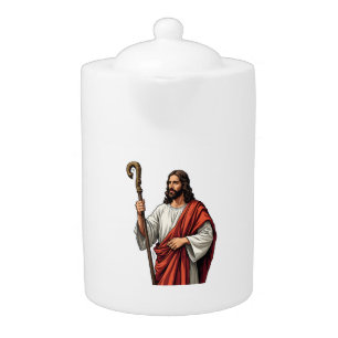 Jesus Shepherd Staff Vintage Engraving Tee 2 Teapot