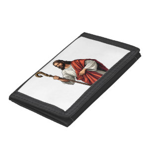 Jesus Shepherd Staff Vintage Engraving Tee 2 Tri-fold Wallet