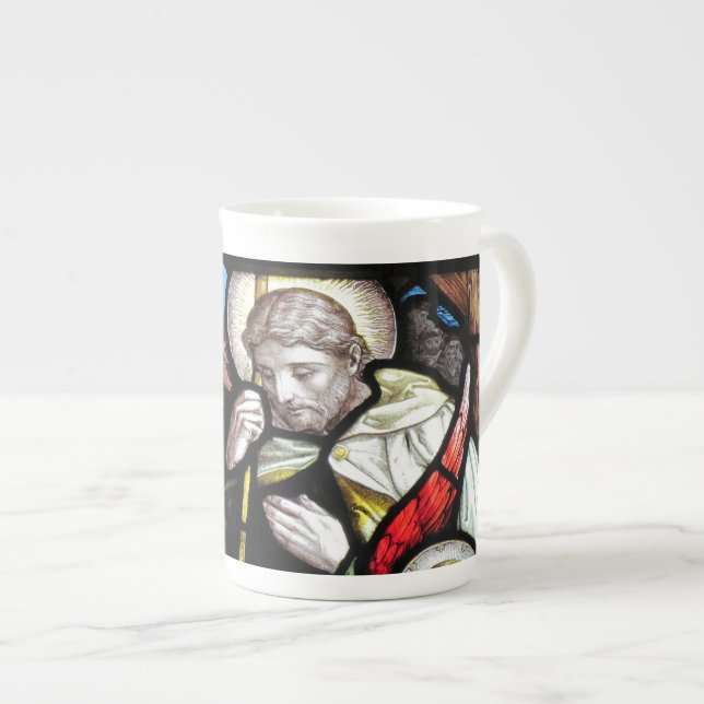 Jesus Shepherd Stained Glass Art Bone China Mug (Front Right)