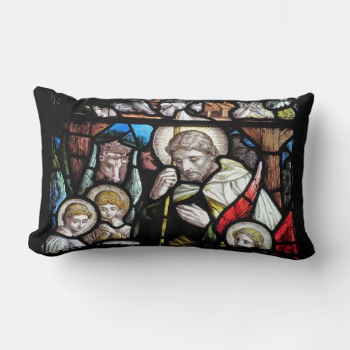 Jesus Shepherd Stained Glass Art Lumbar Pillow