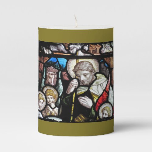 Jesus Shepherd Stained Glass Pillar Candle