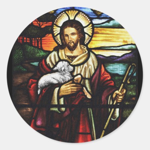 Jesus Shepherd with His Sheep Classic Round Sticker