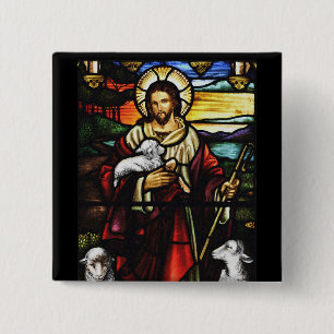 Jesus Shepherd with His Sheep Pinback Button