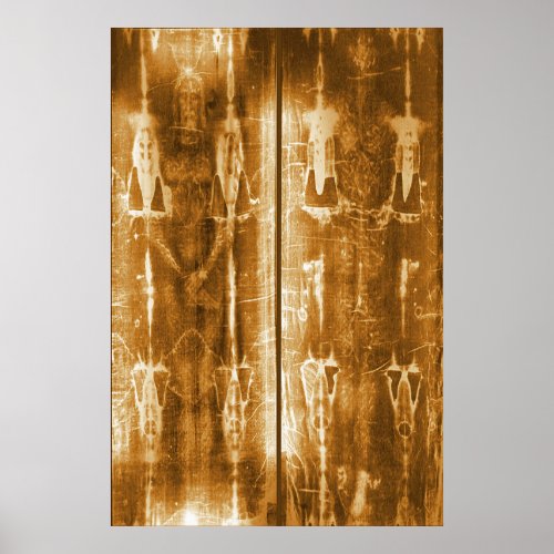 Jesus Shroud of Turin Negative Image Front  Back Poster