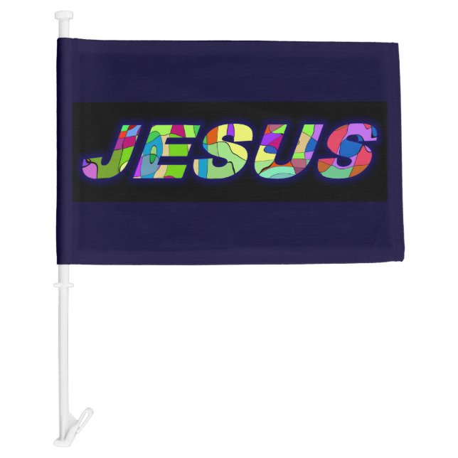 Jesus Sign In Multi Colors Car Flag (Front)