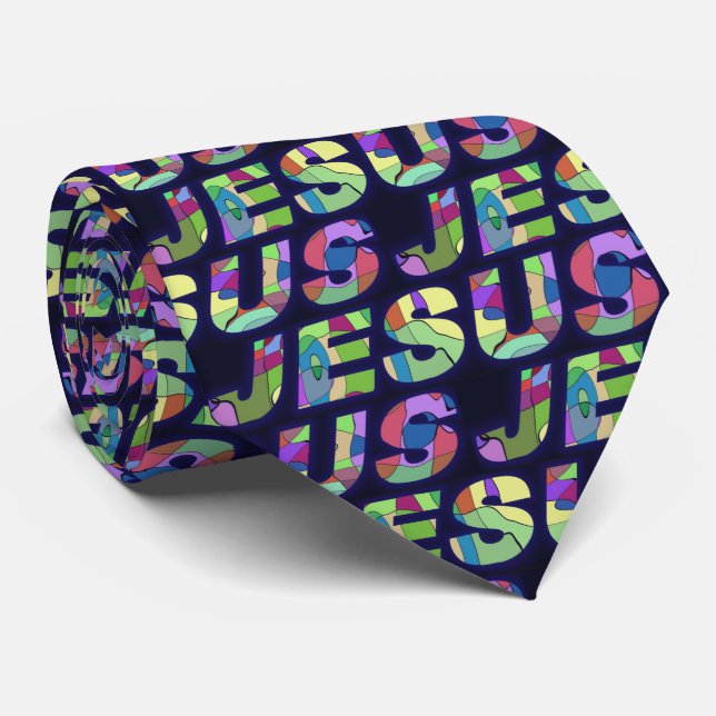 Jesus Sign In Multi Colors Tie (Rolled)