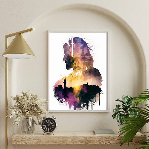 Jesus Silhouette Portrait Printable Poster