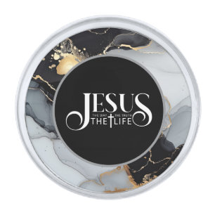Jesus silver finish lapel pin