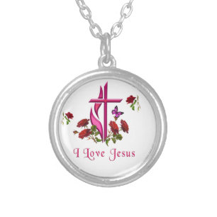 Jesus silver plated necklace