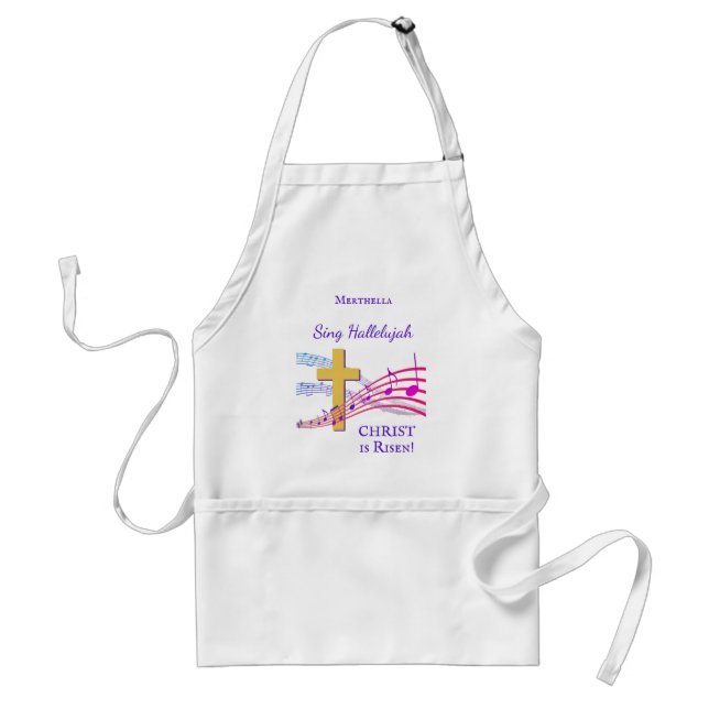 Jesus SING HALLELUJAH CHRIST IS RISEN Easter Adult Apron (Front)
