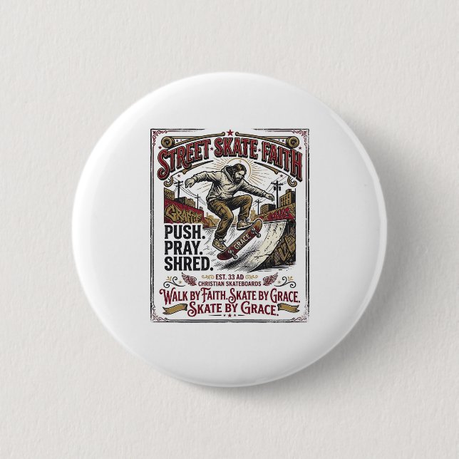 Jesus Skate Longboard Shirt Christian Button (Front)