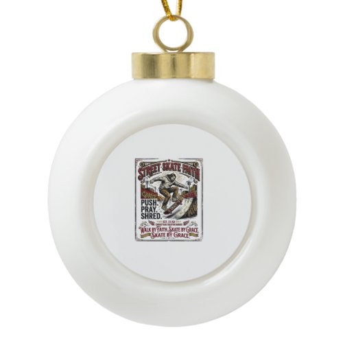 Jesus Skate Longboard Shirt Christian Ceramic Ball Christmas Ornament