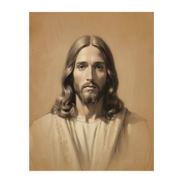 Jesus sketch 6 wood wall art (Front)