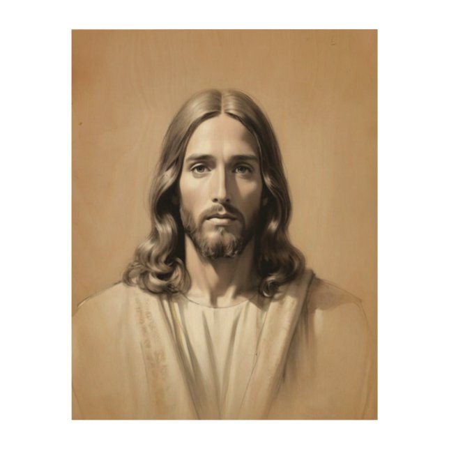 Jesus sketch 6 wood wall art (Front)