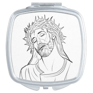Jesus Sketch Compact Mirror