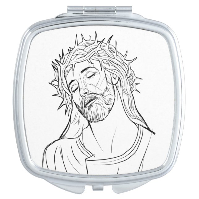 Jesus Sketch Compact Mirror (Front)