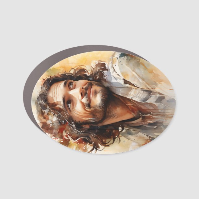 Jesus Smiling Car Magnet (Front)
