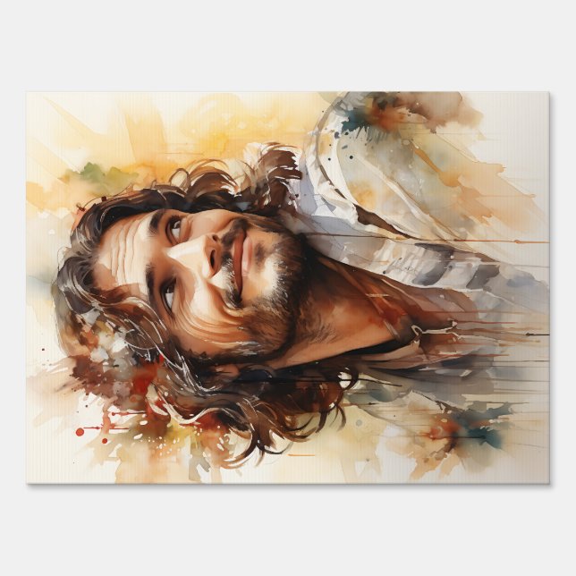 Jesus Smiling Yard Sign (Back)