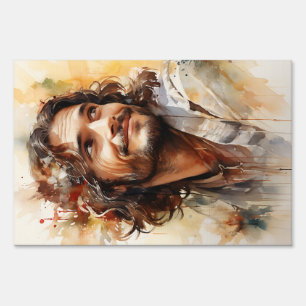 Jesus Smiling Yard Sign