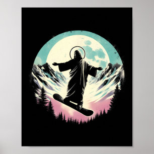 Jesus Snowboarding - Funny Christian Religious Sno Poster