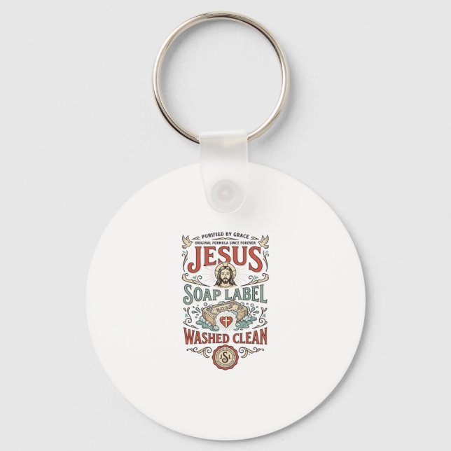 Jesus Soap Label Washed Clean Jesus Soap Washed Cl Keychain (Front)