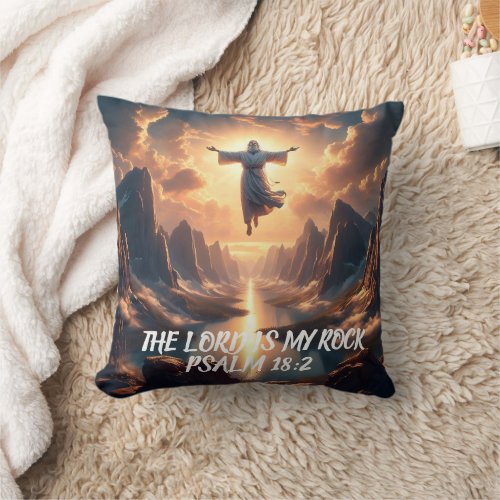 Jesus Soaring THE LORD IS MY ROCK Throw Pillow