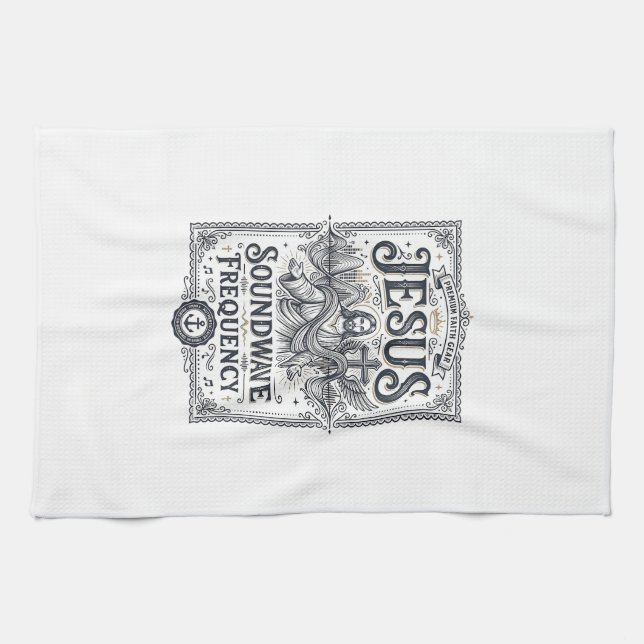 Jesus Soundwave Frequency Jesus Soundwave Frequenc Kitchen Towel (Horizontal)