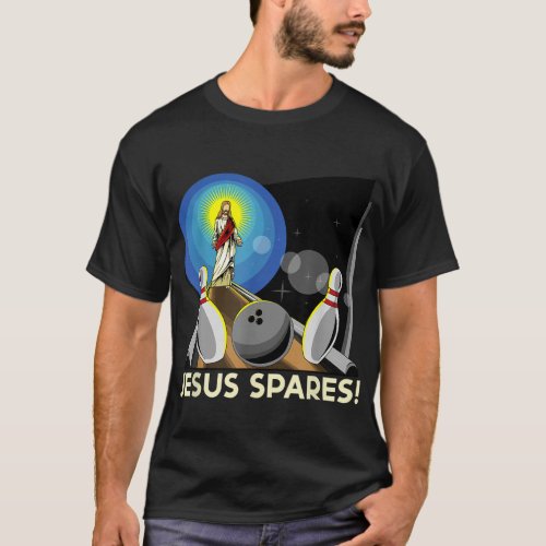 Jesus Spares Funny Christian Bowling Pun T_Shirt