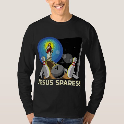 Jesus Spares Funny Christian Bowling Pun T_Shirt