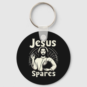 Jesus Spares Mens Womens Kids Ten Pin Bowling Keychain