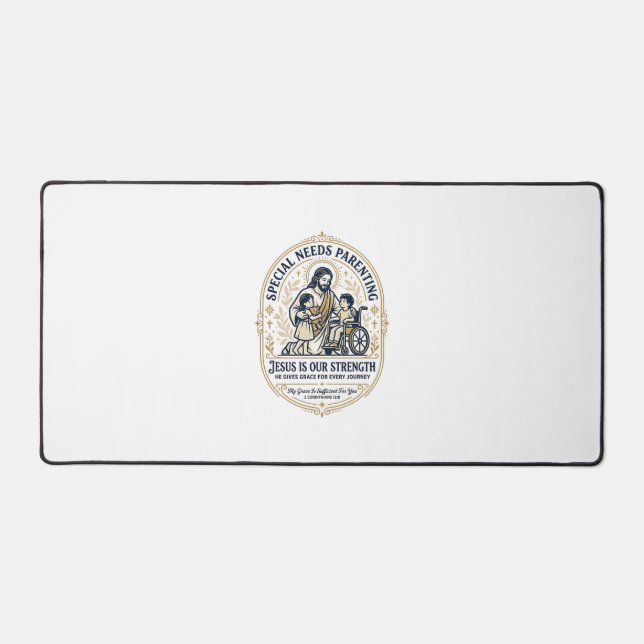Jesus Special Needs Parenting Shirt Faith Based De Desk Mat (Front)
