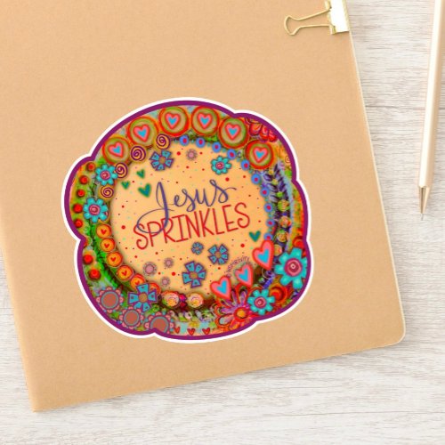 Jesus Sprinkles Colorful Floral Inspirivity Sticker