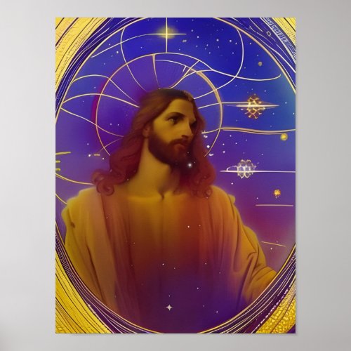 Jesus Stained Glass AI Generated Art  Poster