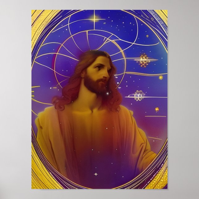Jesus Stained Glass AI Generated Art  Poster (Front)