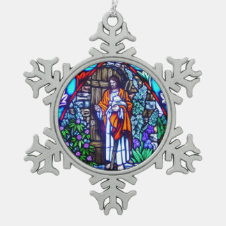Jesus stained Glass art Christmas ornament