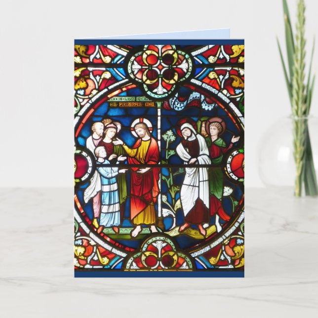 jesus stained glass greeting card (Front)
