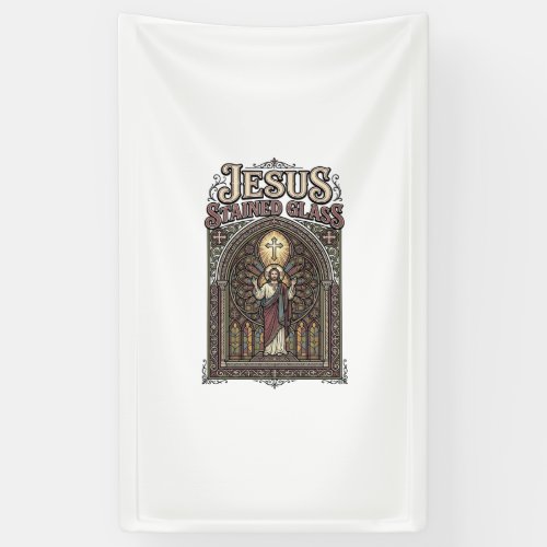 Jesus Stained Glass Jesus Stained Glass Cathedral  Banner