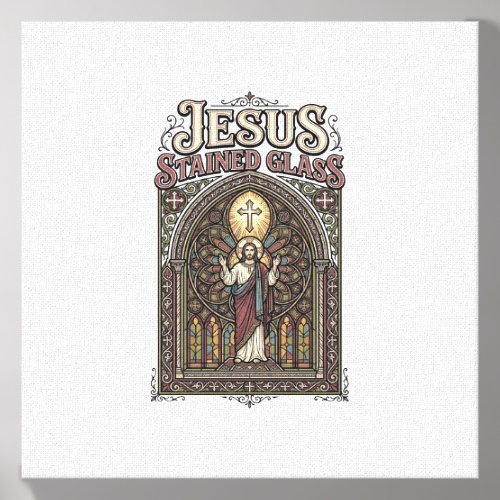 Jesus Stained Glass Jesus Stained Glass Cathedral Canvas Photo Tile