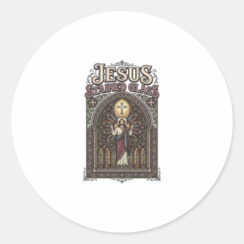 Jesus Stained Glass Jesus Stained Glass Cathedral Classic Round Sticker