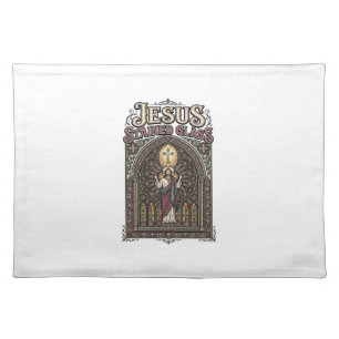 Jesus Stained Glass Jesus Stained Glass Cathedral Cloth Placemat
