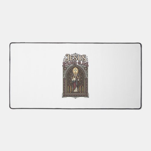 Jesus Stained Glass Jesus Stained Glass Cathedral Desk Mat