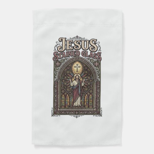 Jesus Stained Glass Jesus Stained Glass Cathedral Garden Flag