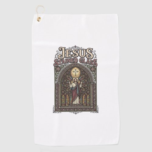 Jesus Stained Glass Jesus Stained Glass Cathedral Golf Towel