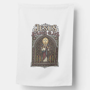 Jesus Stained Glass Jesus Stained Glass Cathedral House Flag