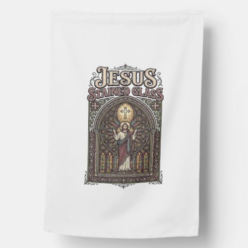 Jesus Stained Glass Jesus Stained Glass Cathedral  House Flag