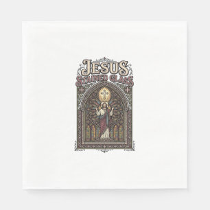Jesus Stained Glass Jesus Stained Glass Cathedral Napkins